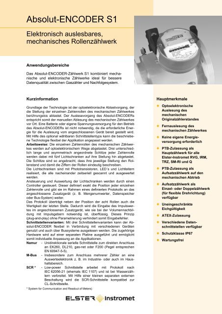 Datenblatt ENCODER S1 DE02, 22.05.2006 - Elster-Instromet