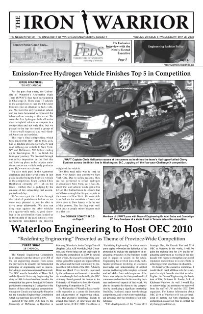 Pdf Waterloo Engineering To Host Oec 2010 The Iron Warrior