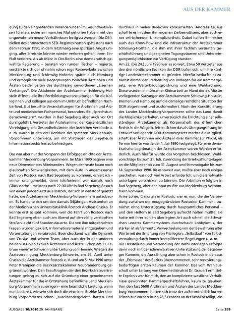 Ärzteblatt Oktober 2010 - Ärztekammer Mecklenburg-Vorpommern