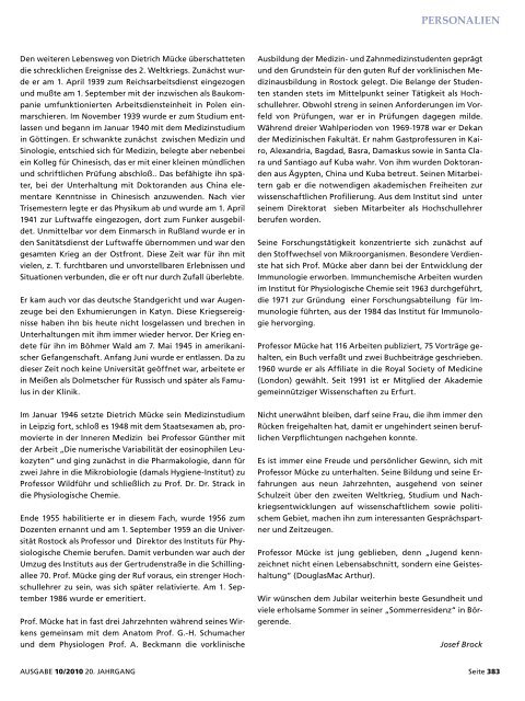 Ärzteblatt Oktober 2010 - Ärztekammer Mecklenburg-Vorpommern
