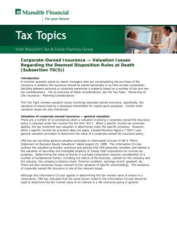Corporate-Owned Insurance - Repsource - Manulife Financial