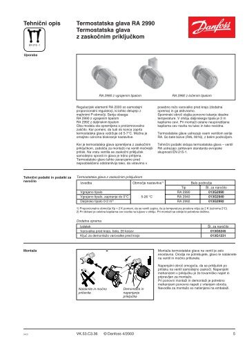 TehniÄni opis Termostatska glava RA 2990 Termostatska ... - Seltron