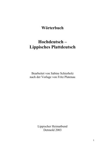 Wörterbuch Hochdeutsch – Lippisches Plattdeutsch - Kinder Lippe