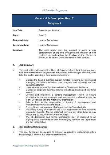 Generic Job Description Band 7 Template 4