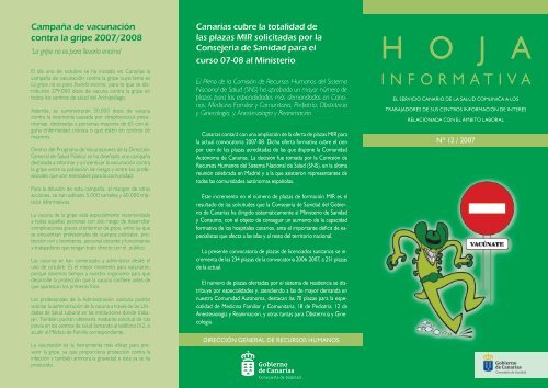 Hoja Informativa. El servicio Canario de la Salud comunica a los ...