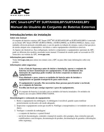 APC Smart-UPSÂ® RT SURTA48XLBP/SURTA48XLBPJ Manual do ...