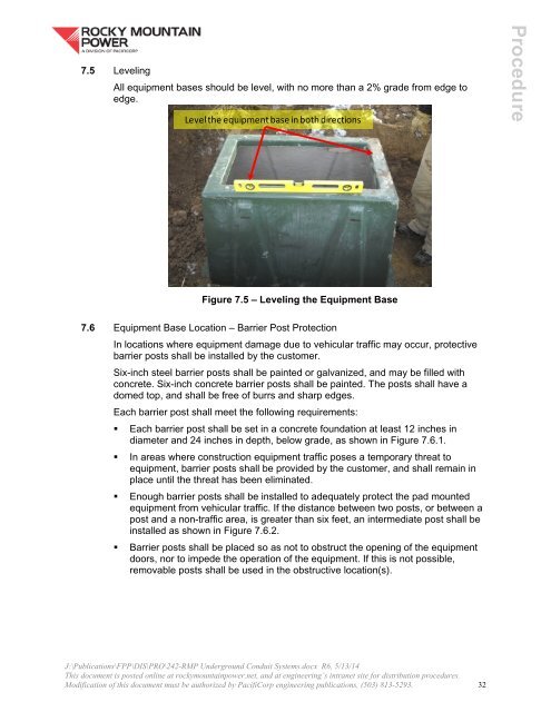 RMP Underground Conduit System Installation Guide (Procedure 242)