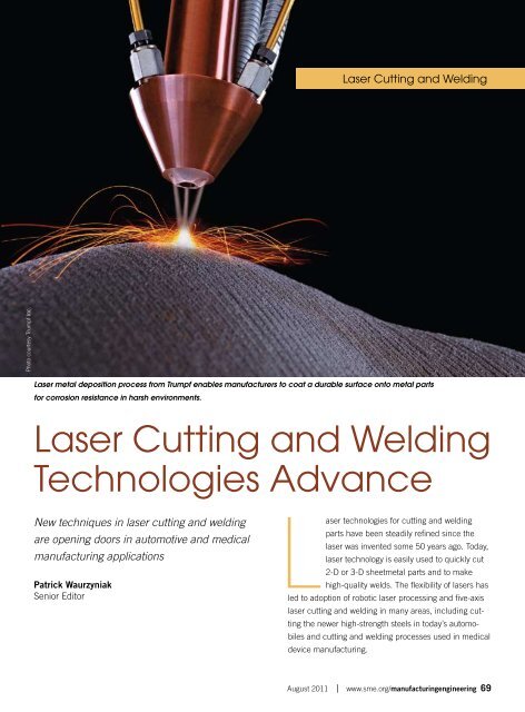 Laser Cutting and Welding Technologies Advance - Society of ...