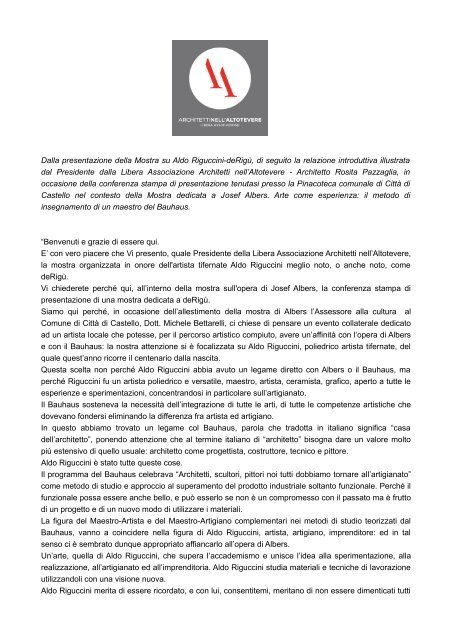 Download La conferenza Stampa - Architetti nell'Altotevere Libera ...