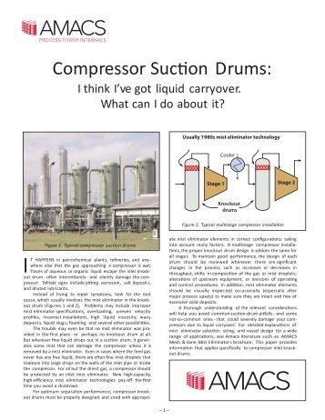 Compressor Suction Drums: - AMACS Process Tower Internals