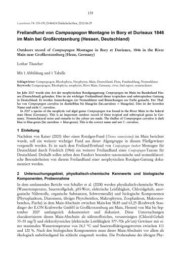 Freilandfund von Compsopogon Montagne in Bory et ... - Algaebase