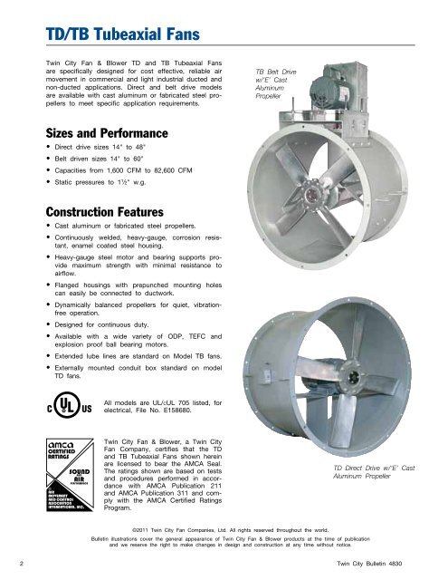 TD-TB-TBSH - Tubeaxial Fans - Catalog 4830 - Twin City Fan ...