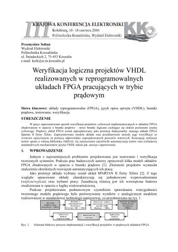 Weryfikacja logiczna projektÃ³w VHDL realizowanych ... - kik - Koszalin