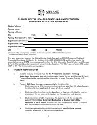 Internship Affiliation Agreement - Ashland Theological Seminary