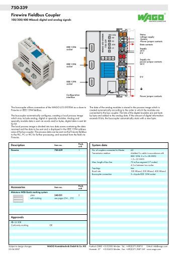 750-339, Firewire Fieldbus Coupler - MarInfo