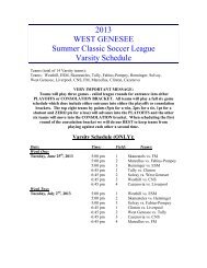 2013 WEST GENESEE Summer Classic Soccer League Varsity ...