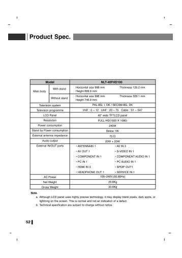 Product Spec. - OSCS