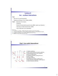 Lecture 9 Ion â surface interactions Part I: Ion-solid interactions