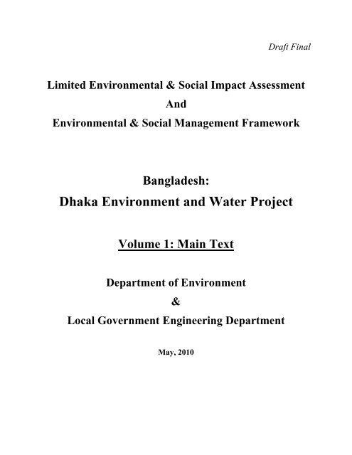 Dhaka Environment and Water Project Volume 1 - LGED