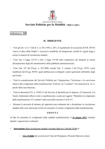 Ordinanza via Turri.pdf - Comune di Reggio Emilia