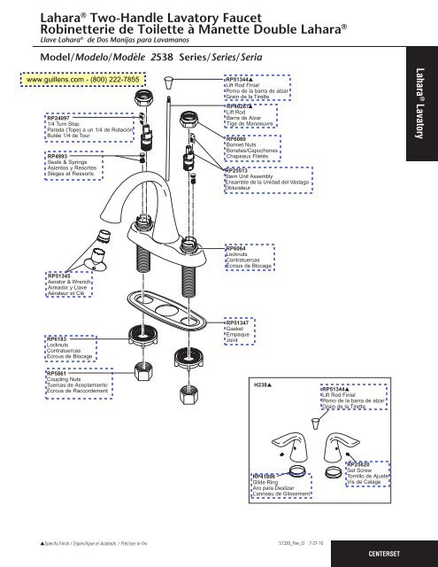 LaharaÂ® Two-Handle Lavatory Faucet Robinetterie ... - Guillens.com