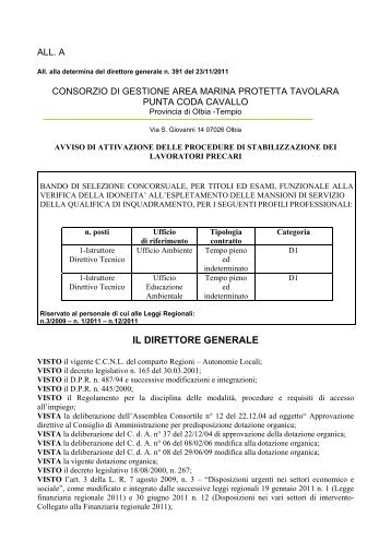 il direttore generale - Area Marina Protetta Tavolara - Punta Coda ...