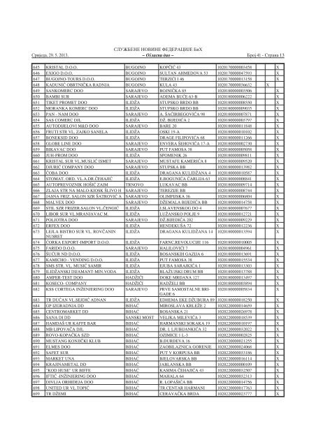 broj 41 - JP NIO SluÅ¾beni list Bosne i Hercegovine