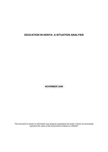 EDUCATION IN KENYA: A SITUATION ANALYSIS - WASH in Schools