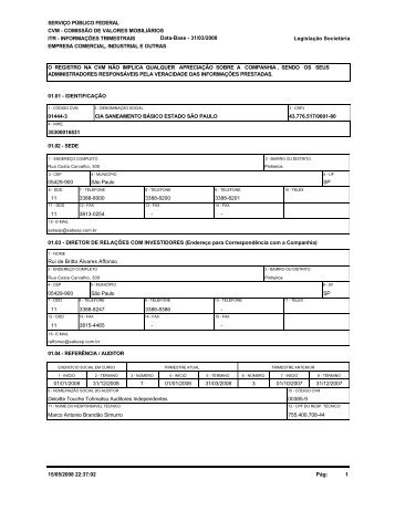 Dados da Empresa - Sabesp