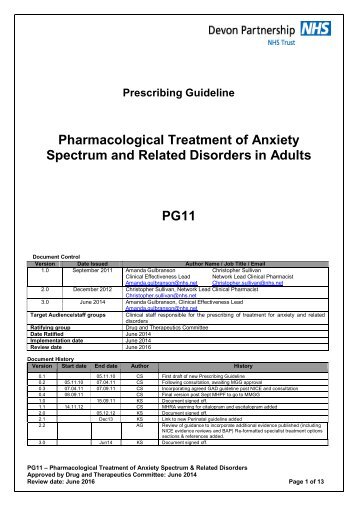 PG11 Anxiety Spectrum and Related Disorders - Devon Partnership ...