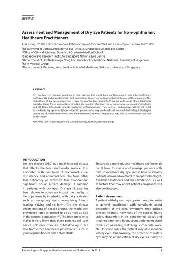 Assessment and Management of Dry Eye Patients for Non ...