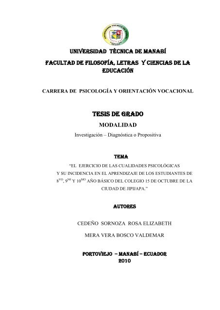 tesis de grado - Repositorio UTM - Universidad TÃ©cnica de ManabÃ­