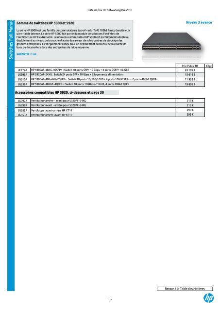 LISTE DE PRIX NETWORKING - HP