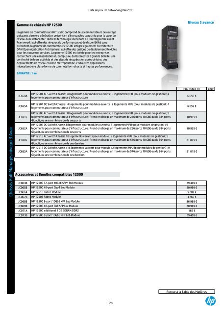 LISTE DE PRIX NETWORKING - HP