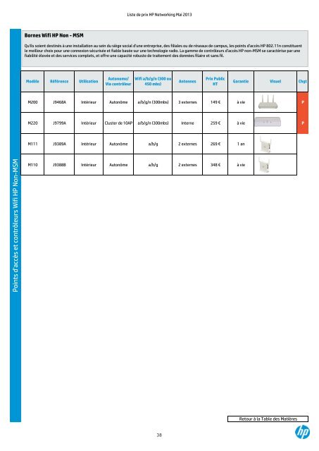 LISTE DE PRIX NETWORKING - HP