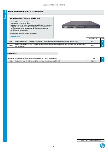 LISTE DE PRIX NETWORKING - HP