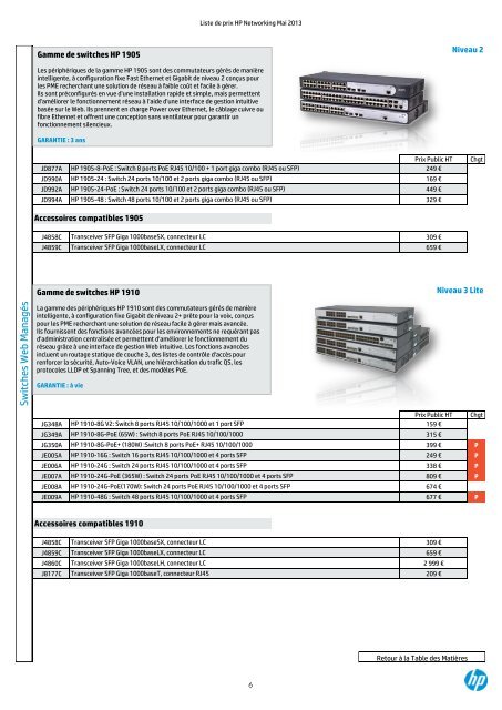 LISTE DE PRIX NETWORKING - HP