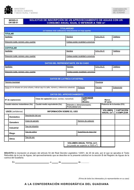 A LA CONFEDERACIÃN HIDROGRÃFICA DEL GUADIANA