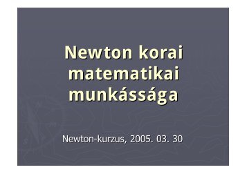 Newton korai matematikai munkÃ¡ssÃ¡ga