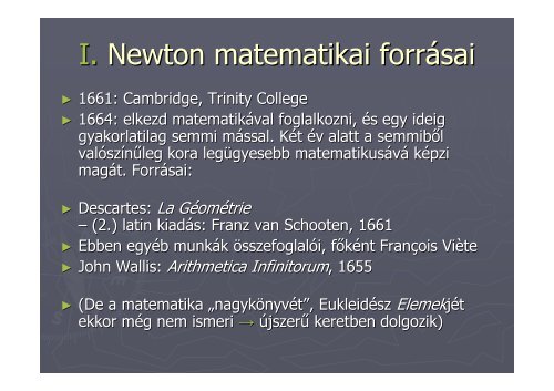 Newton korai matematikai munkÃ¡ssÃ¡ga