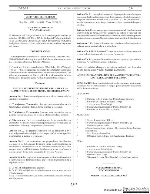 Gaceta - Diario Oficial de Nicaragua - # 234 de 2 Diciembre 2005