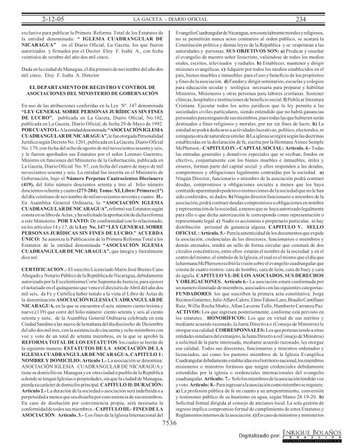 Gaceta - Diario Oficial de Nicaragua - # 234 de 2 Diciembre 2005