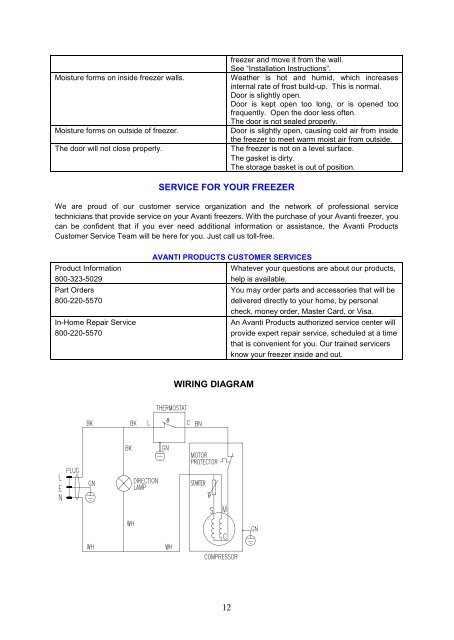 FREEZER / CONGELADOR INSTRUCTION ... - Avanti Products