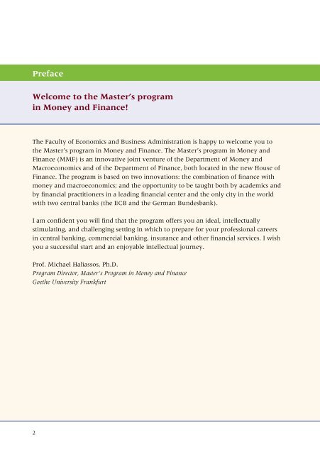 Master Program in Money and Finance - Wiwi Uni-Frankfurt