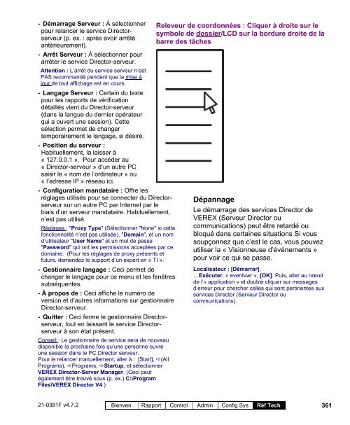 Guide de l'utilisateur du VEREX Director V4.72 - Ch-change.com