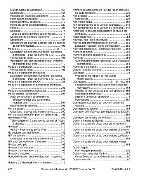 Guide de l'utilisateur du VEREX Director V4.72 - Ch-change.com