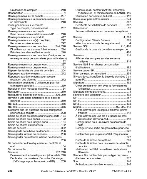 Guide de l'utilisateur du VEREX Director V4.72 - Ch-change.com