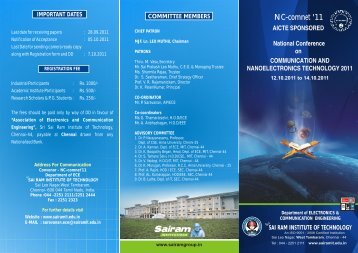 NC-comnet '11 - Sri Sairam Institute of Technology