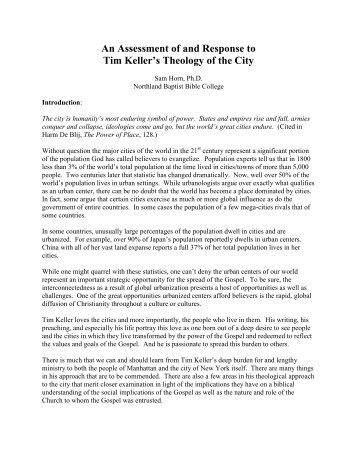 An Assessment of and Response to Tim Keller's Theology of the City