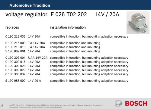 voltage regulator for direct-current generators - Bosch Automotive ...